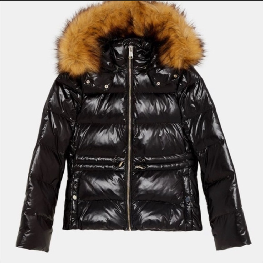 Zara black puffer jacket shiny